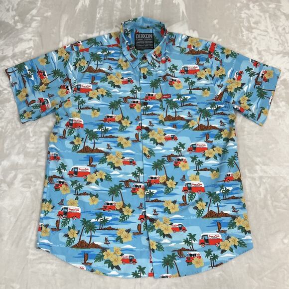 Dixxon X Snap On Tools Shirt Mens XL Blue Hawaiian Button Up Tropical Mechanic - Picture 1 of 9